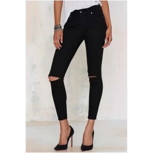 Pistola High Rise Distressed Black Skinny Jeans in Size 25